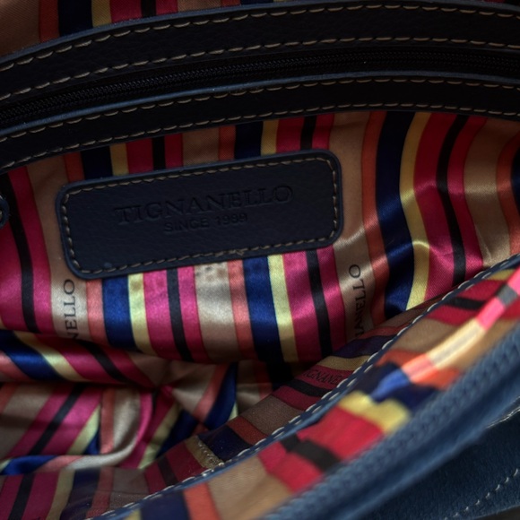 NWT Tignanello Midnight Blue Genuine Leather/Suede Messenger Crossbody Bag - Picture 15 of 16